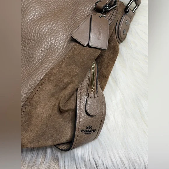 COACH Edie Leather Suede Shoulder Bag - Picture 2 of 7